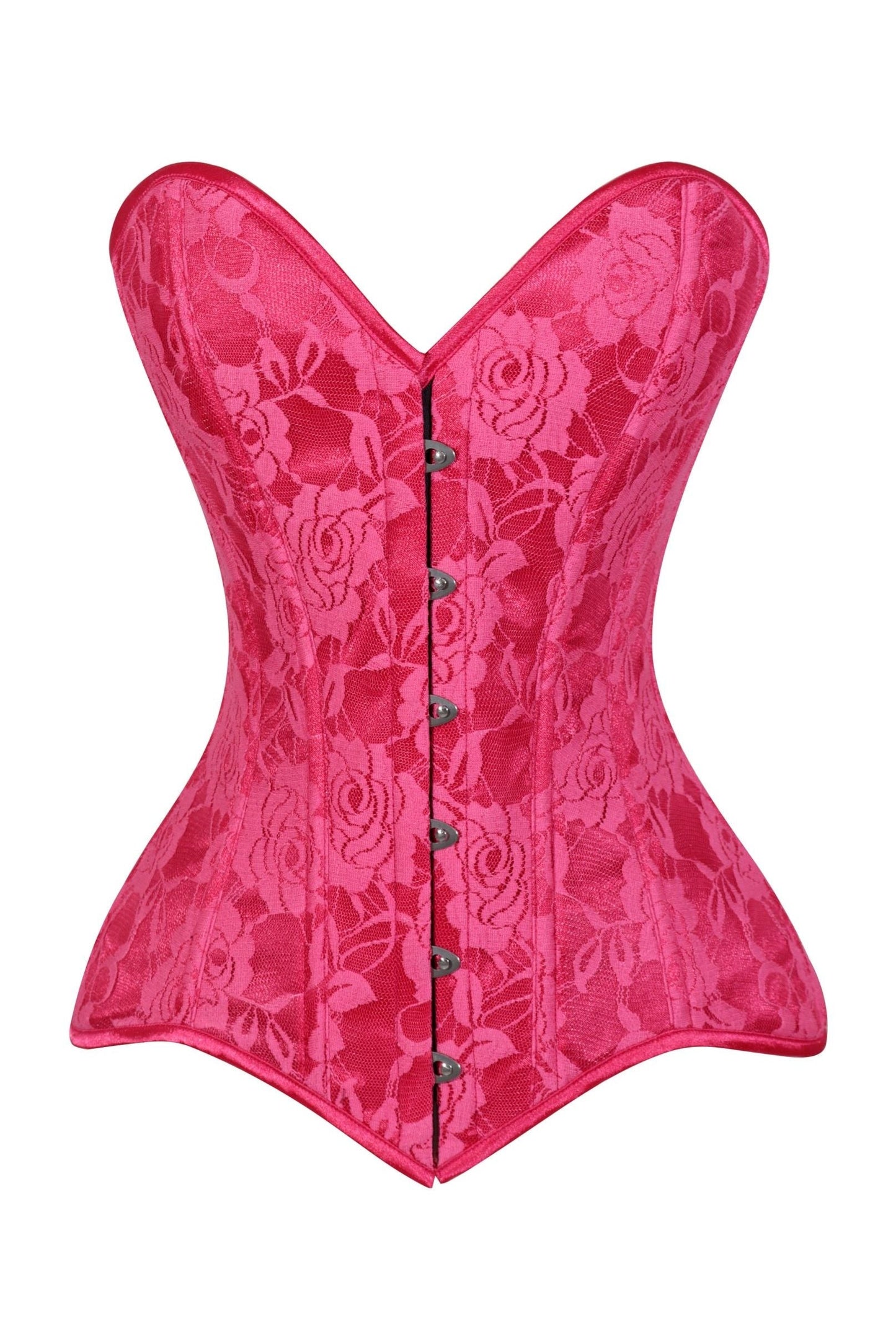 Lavish Fuchsia Lace Overbust Corset Sweetheart Neckline Busk Closure