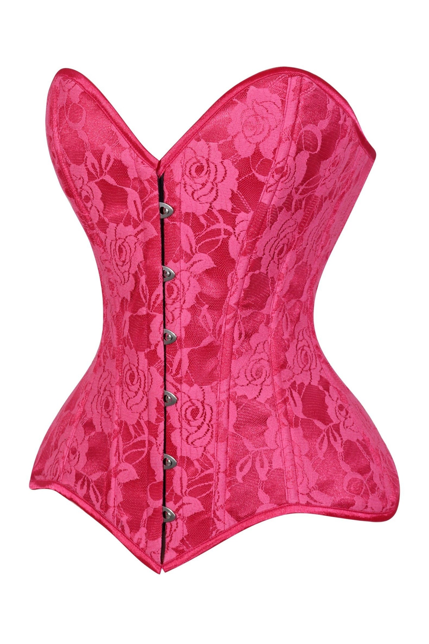 Lavish Fuchsia Lace Overbust Corset Sweetheart Neckline Busk Closure