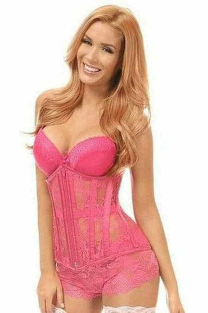 Lavish Fuchsia Sheer Lace Under Bust Corset