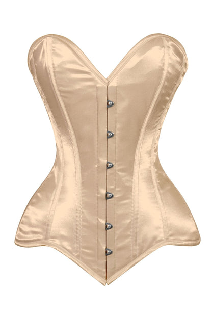 Lavish Gold Satin Overbust Corset Sweetheart Neckline Busk Closure