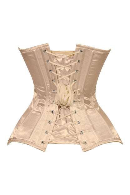 Lavish Gold Satin Overbust Corset Sweetheart Neckline Busk Closure