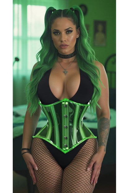 Lavish Green Clear Curvy Underbust Waist Cincher Corset