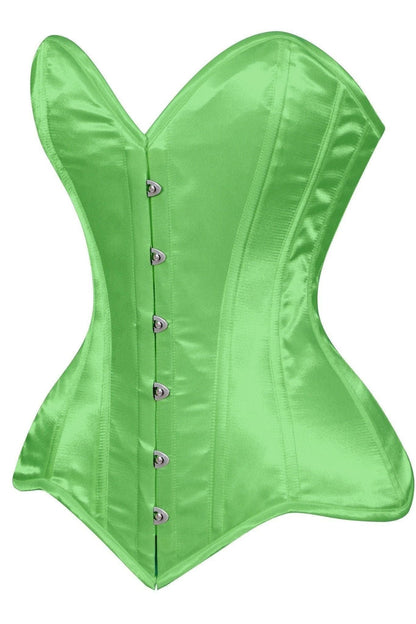 Lavish Green Satin Overbust Corset Sweetheart Neckline Busk Closure