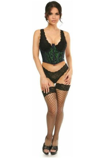 Lavish Green w/Black Lace Overlay Open Cup Waist Cincher