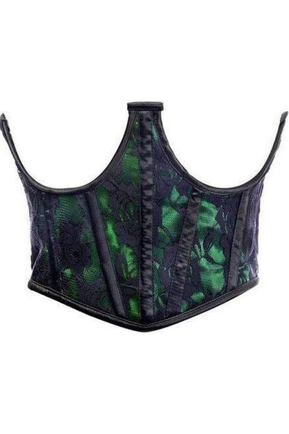 Lavish Green w/Black Lace Overlay Open Cup Waist Cincher