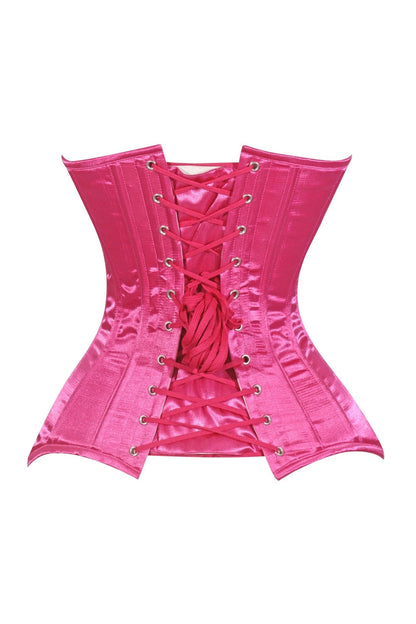 Lavish Hot Pink Satin Overbust Corset Sweetheart Neckline Busk Closure