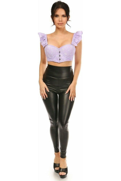 Lavish Lavender Eyelet Underwire Bustier Top w/Removable Ruffle Sleeves