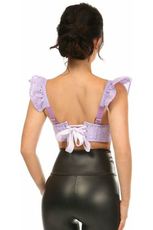 Lavish Lavender Eyelet Underwire Bustier Top w/Removable Ruffle Sleeves