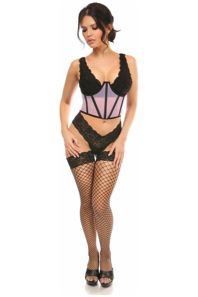 Lavish Lavender Mesh Open Cup Waist Cincher