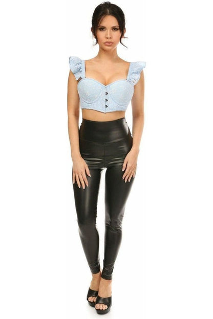 Lavish Lt Blue Eyelet Underwire Bustier Top w/Removable Ruffle Sleeves