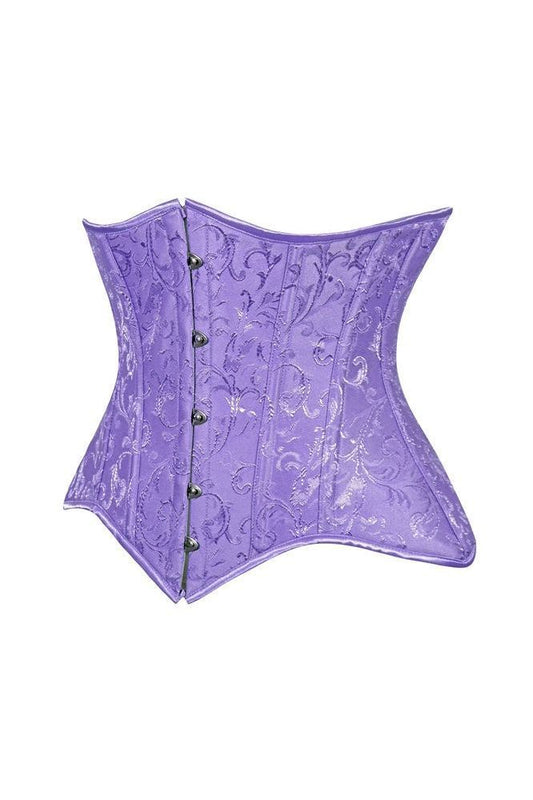 Lavish Lt Purple Brocade Waist Cincher Under Bust Corset w/Front Busk Closure