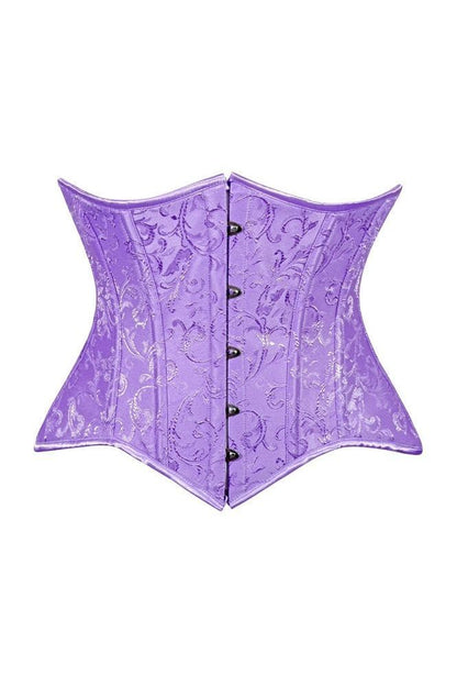 Lavish Lt Purple Brocade Waist Cincher Under Bust Corset w/Front Busk Closure