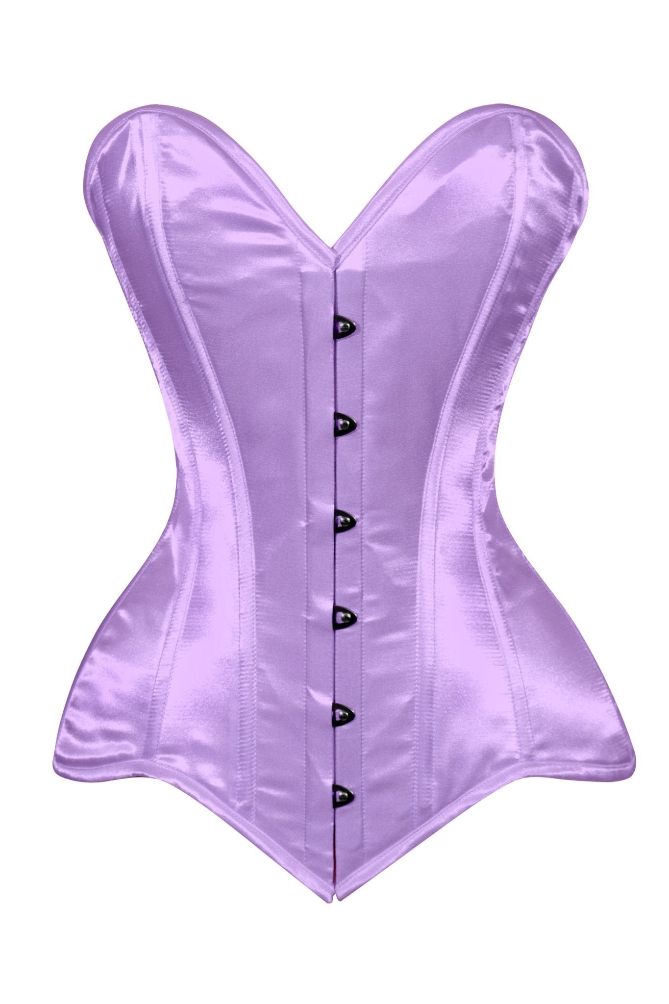 Lavish Lt Purple Satin Overbust Corset Sweetheart Neckline Busk Closure