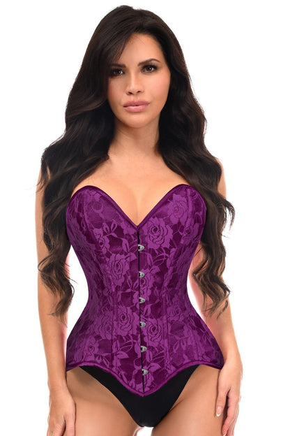 Lavish Magenta Lace Overbust Corset Sweetheart Neckline Busk Closure