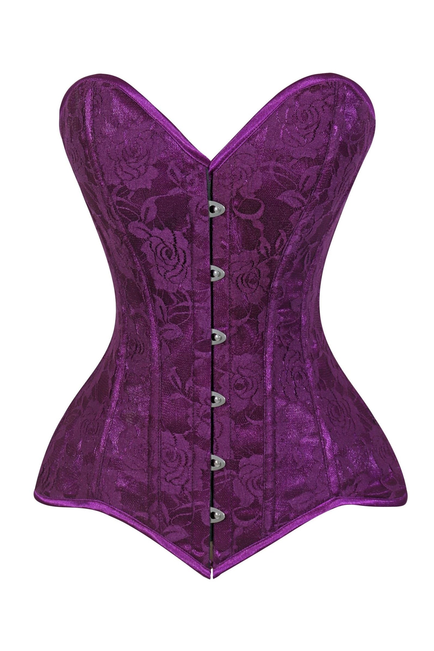 Lavish Magenta Lace Overbust Corset Sweetheart Neckline Busk Closure