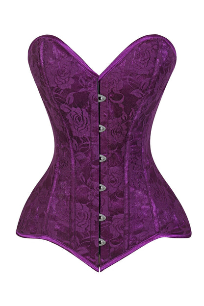 Lavish Magenta Lace Overbust Corset Sweetheart Neckline Busk Closure