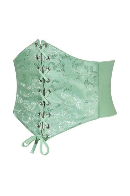 Lavish Mint Green Brocade Corset Belt Cincher