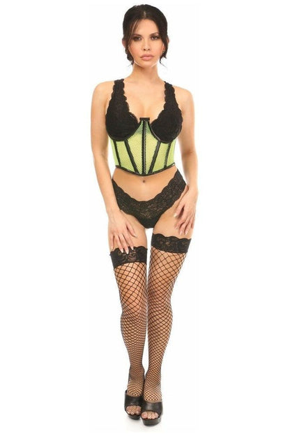 Lavish Neon Green Fishnet Underwire Open Cup Waist Cincher