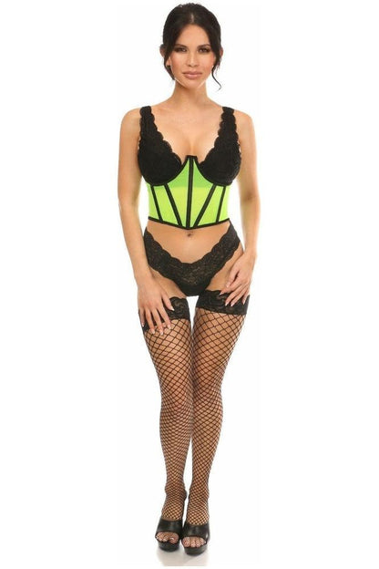 Lavish Neon Green Mesh Open Cup Waist Cincher