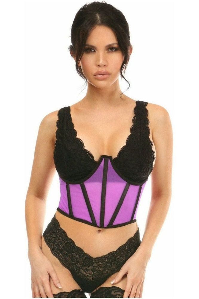 Lavish Neon Purple Mesh Open Cup Waist Cincher