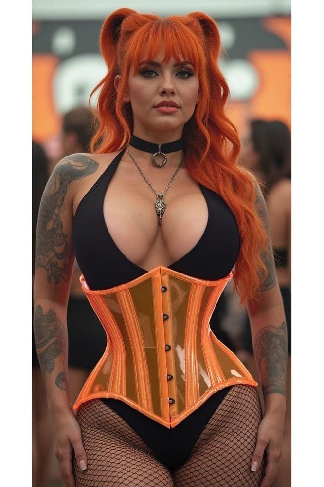 Lavish Orange Clear Curvy Underbust Waist Cincher Corset