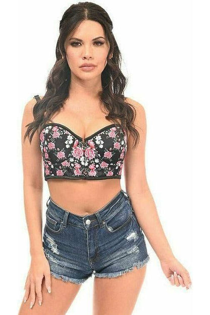 Lavish Pink Floral Underwire Short Bustier.