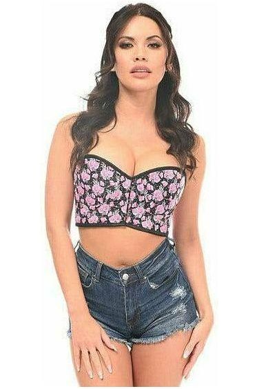 Lavish Pink Floral Underwire Short Bustier.