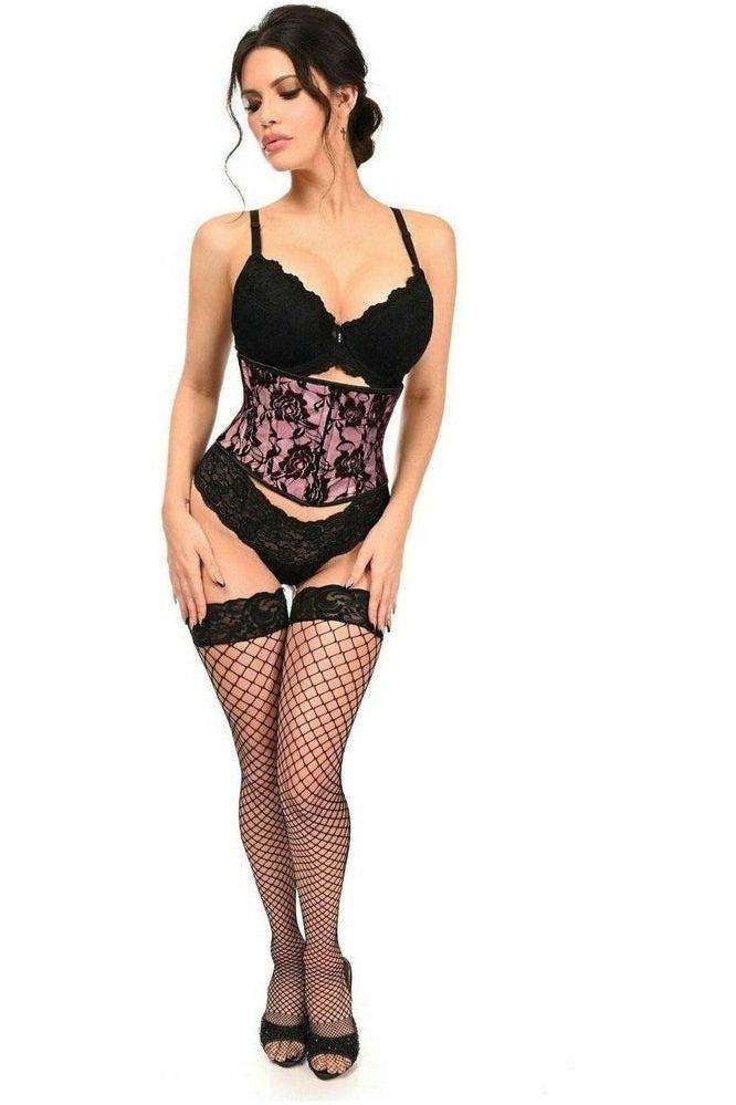 Lavish Pink w/Black Lace Overlay Mini Cincher