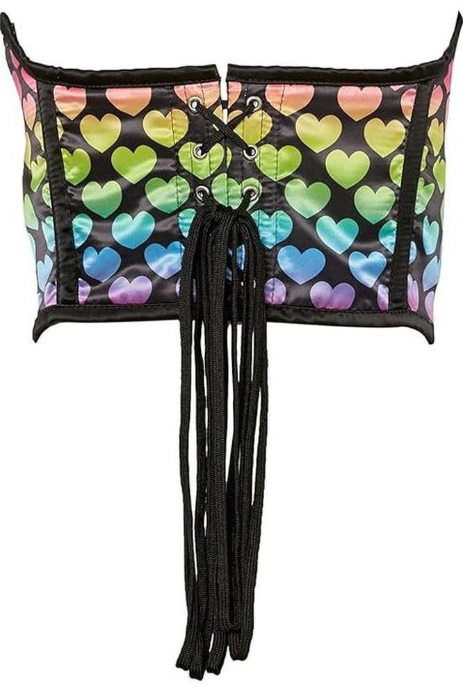 Lavish Rainbow Hearts Satin Underwire Waist Cincher Corset