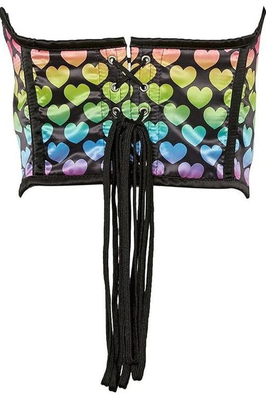 Lavish Rainbow Hearts Satin Underwire Waist Cincher Corset