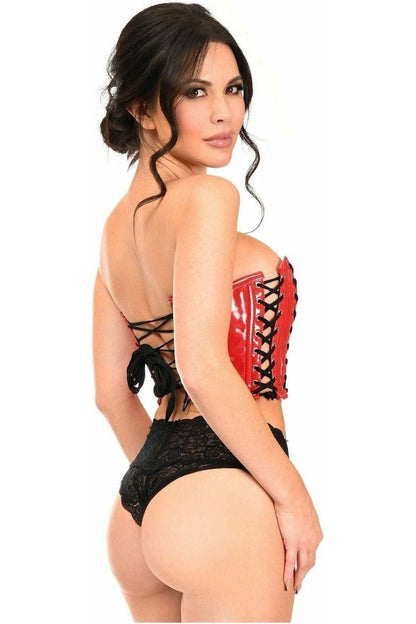 Lavish Red Patent w/Black Lacing Lace-Up Bustier