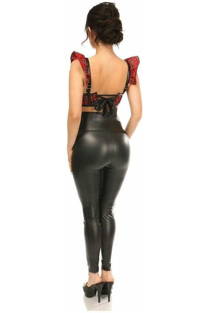 Lavish Red Plaid Underwire Bustier Top w/Removable Ruffle Sleeves