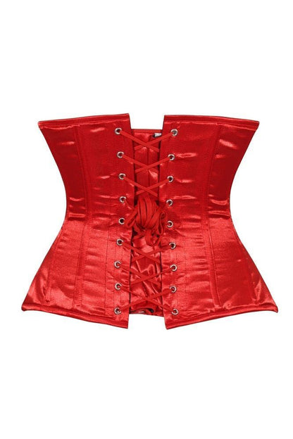 Lavish Red Satin Underbust Corset Waist Cincher Busk Closure