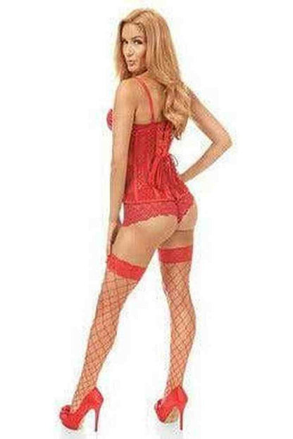 Lavish Red Sheer Lace Under Bust Corset