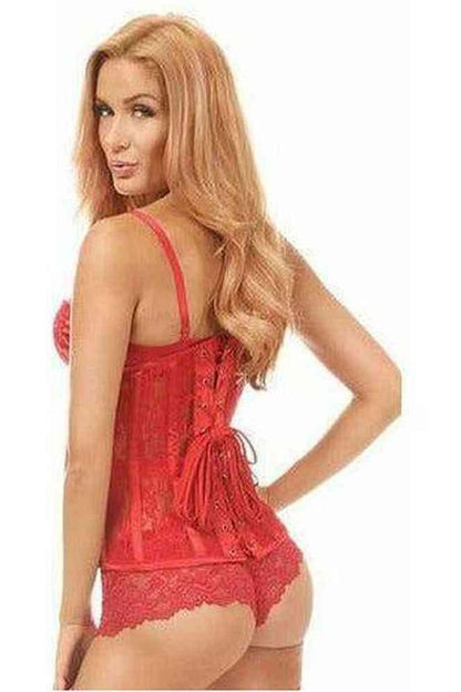 Lavish Red Sheer Lace Under Bust Corset