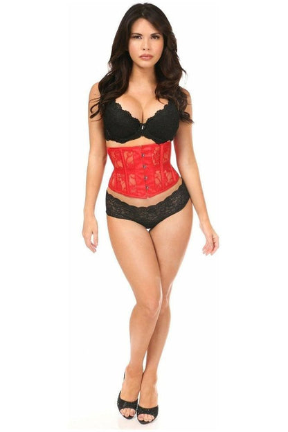 Lavish Red Sheer Lace Waist Cincher Corset
