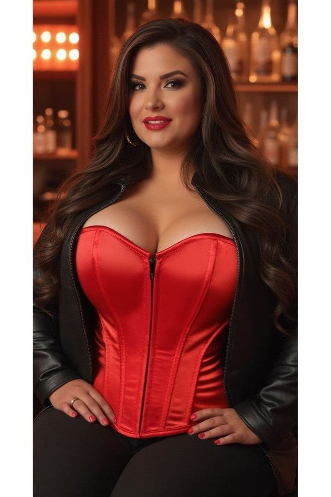 Lavish Red Sweetheart Front Zipper Corset