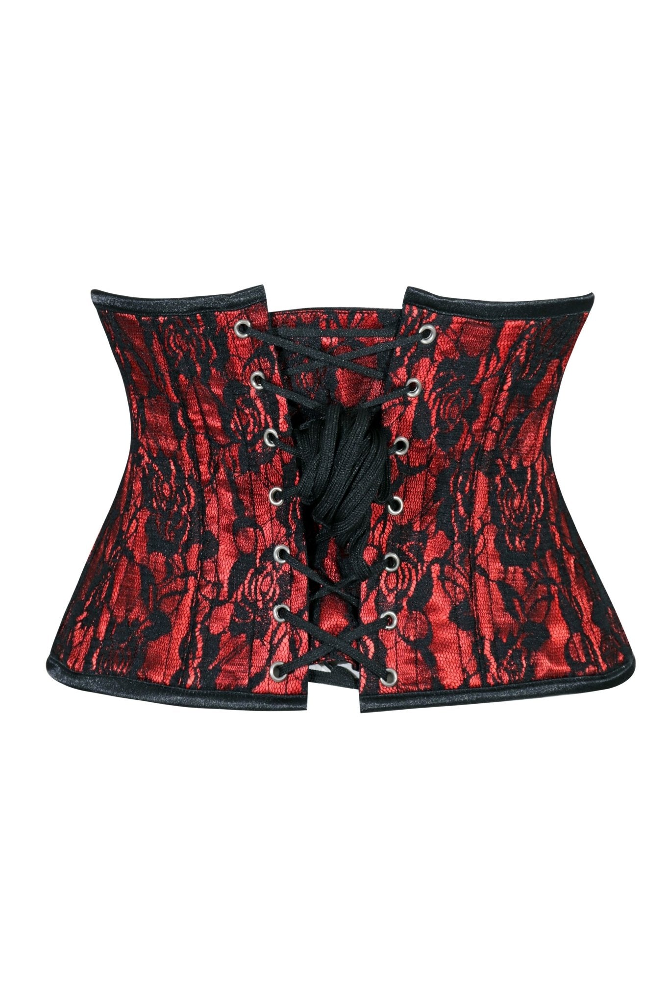 Lavish Red/Black Lace Mini Cincher Underbust Corset Waist Cincher Busk Closure
