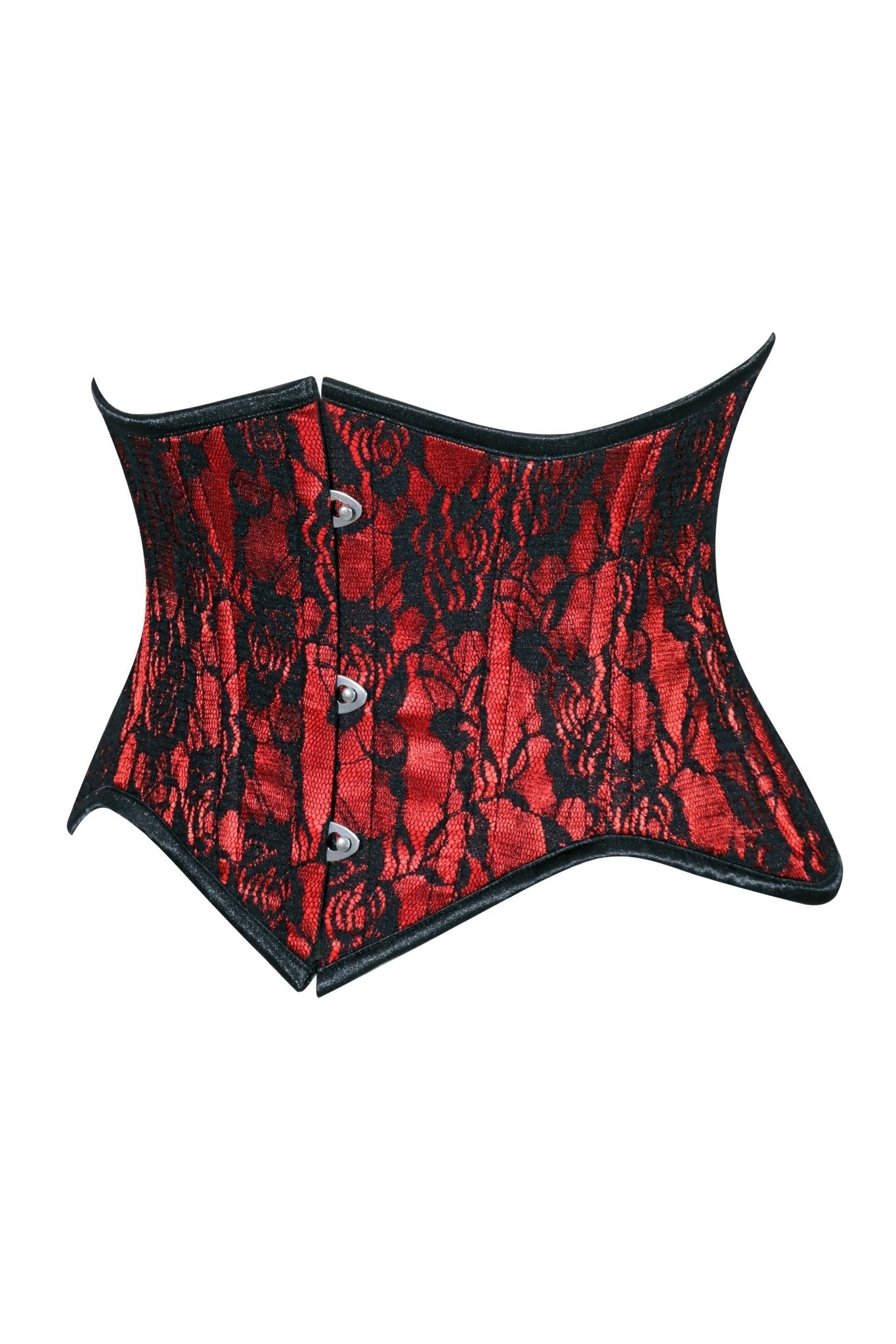 Lavish Red/Black Lace Mini Cincher Underbust Corset Waist Cincher Busk Closure