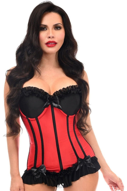 Lavish Red/Black Lycra Hook & Eye Stretch Bustier Corset.