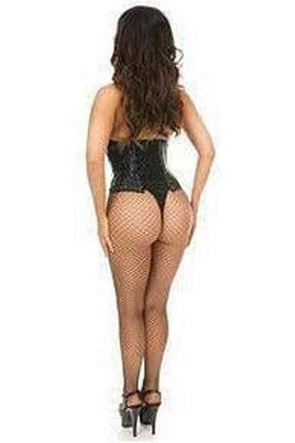Lavish Wet Look Faux Leather Lace-Up Under Bust Corset