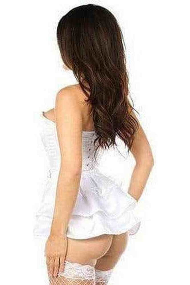 Lavish White Satin Corset w/Removable Snap on Skirt