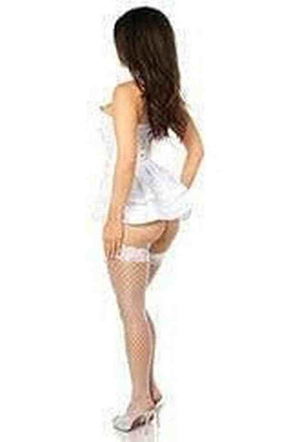 Lavish White Satin Corset w/Removable Snap on Skirt