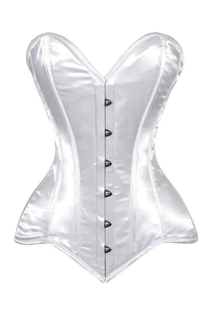 Lavish White Satin Overbust Corset Sweetheart Neckline Busk Closure