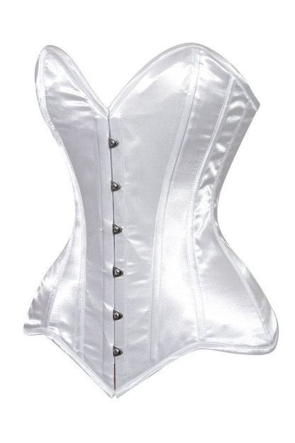 Lavish White Satin Overbust Corset Sweetheart Neckline Busk Closure