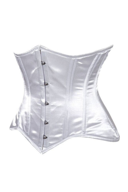 Lavish White Satin Underbust Corset Waist Cincher Busk Closure