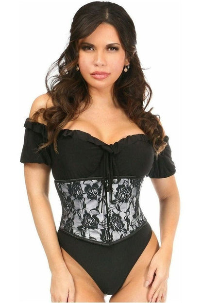 Lavish White w/Black Lace Overlay Mini Cincher