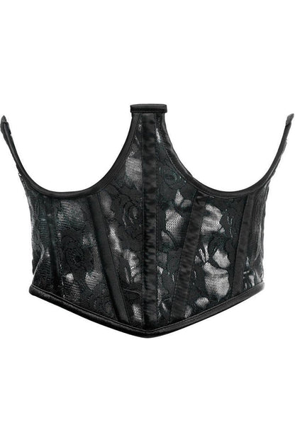Lavish White w/Black Lace Overlay Open Cup Waist Cincher