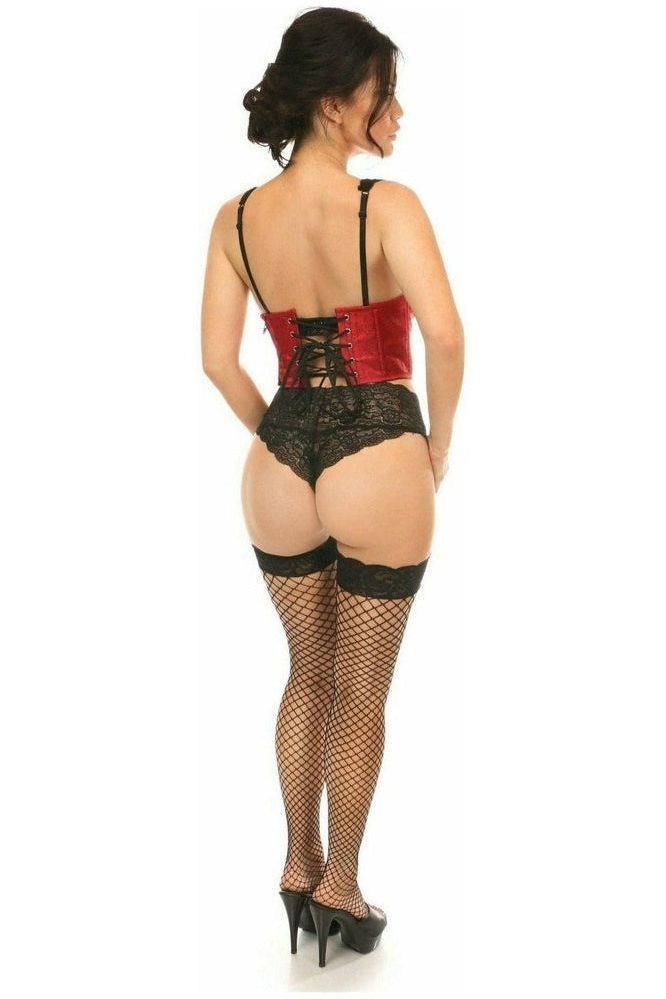 Lavish Wine Red Brocade Open Cup Waist Cincher