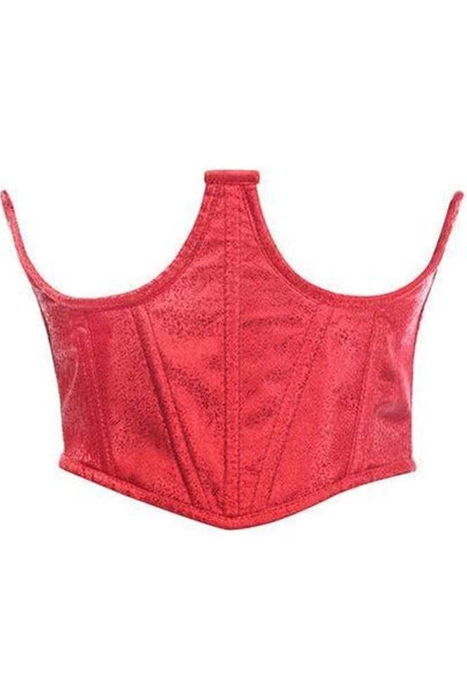 Lavish Wine Red Brocade Open Cup Waist Cincher